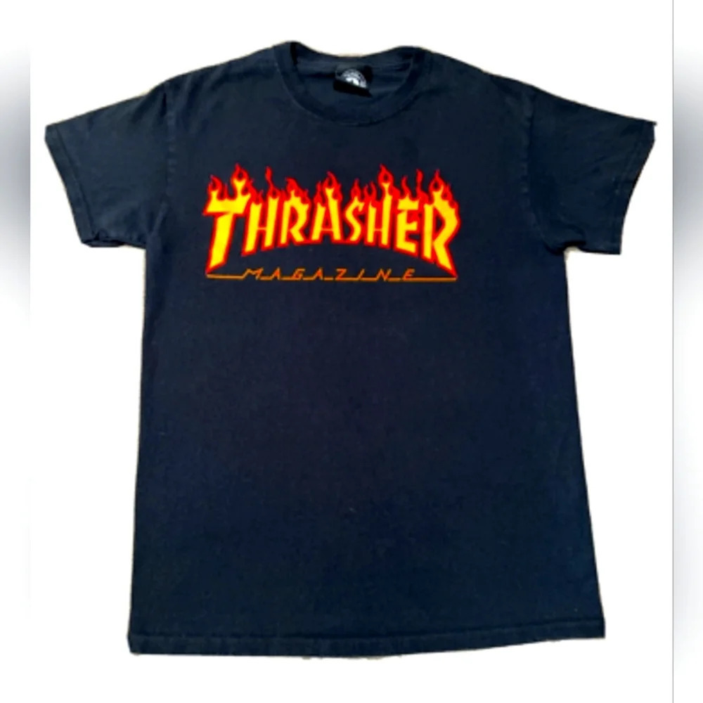 Thrasher Magazine black Graphic T-Shirt Top Men’s Size Small Skater Metal punk